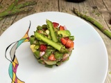 Tartare d’asperges vertes, fraises et avocat