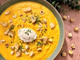 Velouté de carottes au curcuma, fromage frais et croûtons dorés de Cyril Lignac