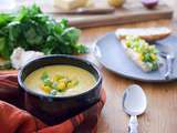 Soupe au maïs et ses tartines gourmandes au kiwi