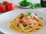 Spaghettis sans gluten aux crevettes et sa sauce tomate ricotta