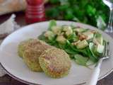 Steak de brocolis et sa salade avocat tout en vert