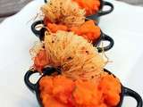 Crevettes croustillantes à la purée de patate douce épicée