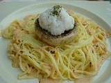 Spaghettis pesto champignon et fleur de calamar