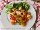 Sauté de poulet aux petits légumes colorés & pommes de terre rissolées du Sud-Ouest