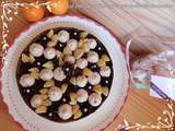 Tarte chocolat, clémentine et macarons