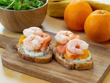 Tartines saumon crevettes agrume