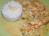 Fricassee de crevettes et crabe coco curry