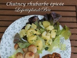 Boudin blanc au chutney de rhubarbe épicée