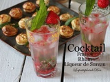 Cocktail, rhum, liqueur de fleurs de sureau et fraises