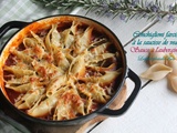 Conchiglioni farcis à la saucisse de veau, sauce à l'aubergine
