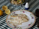 Filet de bar au citron, crevettes et aneth