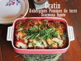 Gratin d'aubergines et pommes de terre à la scarmoza fumée