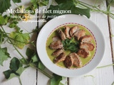 Médaillons de filet mignon à la crème de cosses de petits pois