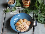 Poires rôties, crème mascarpone au miel de sarrasin et granola