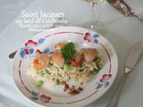 Saint Jacques au lard de colonnata et risotto aux petits pois frais