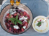 Salade de betteraves rouges, pamplemousse, grenade et noix