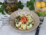 Salade de pommes de terre au pickles de concombre noa et truite fumée