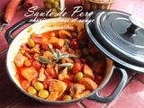 Sauté de porc au chorizo, olives et sauge