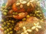 Djej mhamar/poulets aux olives/poulet recette marocaine