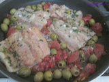 Tajine de saumon aux olives, tomates et citron