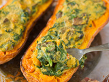 Butternut farcie aux épinards et champignons