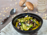 Porridge salé aux champignons et légumes de saison