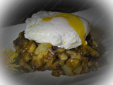 Dandelion root salad with poached egg