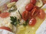 Filet de lingue en papillote aux tomates cerises & ail