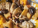 Filet mignon de porc mijoté aux pruneaux et légumes d'automne
