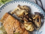 Pavé de saumon poêlé et pleurotes dorées, fraîcheur de fenouil