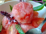 Sorbet à la tomate et au basilic cannelle, sans sorbetière