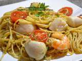 Spaghetti aux noix de st jacques et crevettes