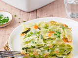 Gratin de ravioles courgettes saumon