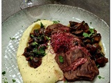 Bavette d'aloyau aux champignons et purée maison