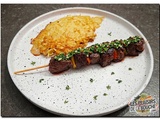 Brochette d'onglet sauce chimichuri et rösti