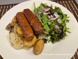 Saucisses, champignons et pommes de terre au four