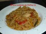 Spaghetti au poulet et légumes à la sauce soya et miel