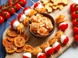 Brochettes apéro aux ravioles, tomates et mozzarella