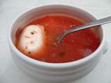 Soupe froide tomate/mozzarella et basilic