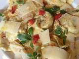 Raviolis aux petits légumes crème de homard ou de langoustine
