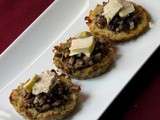 Röstis de Pommes de terre Princesse Amandine®, brunoise de champignons et foie gras