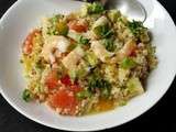 Salade de quinoa gourmand, aux agrumes, avocat et crevettes a faire