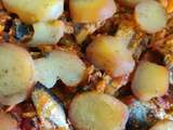 Gratin de pommes de terre, poireau, butternut et sardines