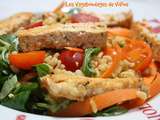 Salade de blé aux tomates, carottes et tofu au piment d'Espelette