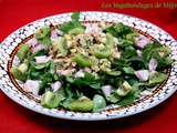 Salade de blé, cresson, poulpe et kiwis