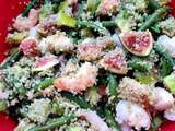 Salade de quinoa aux crevettes, figues, avocats et haricots verts
