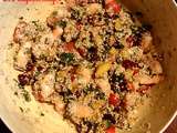 Salade de quinoa, kakis, crevettes