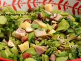 Salade fèves, jambon, gouda et noisettes