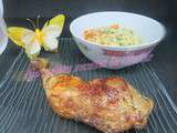 Cuisse de poulet en marinade poulet rôti et son riz aux légumes