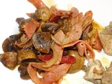 Mijotés de champignons au jus de viande et jambon sec